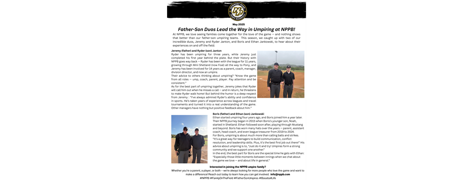Father-Son Duos as Umpires for NPPB